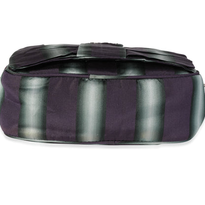 PRADA Purple and Grey Striped Nylon Camera Bag