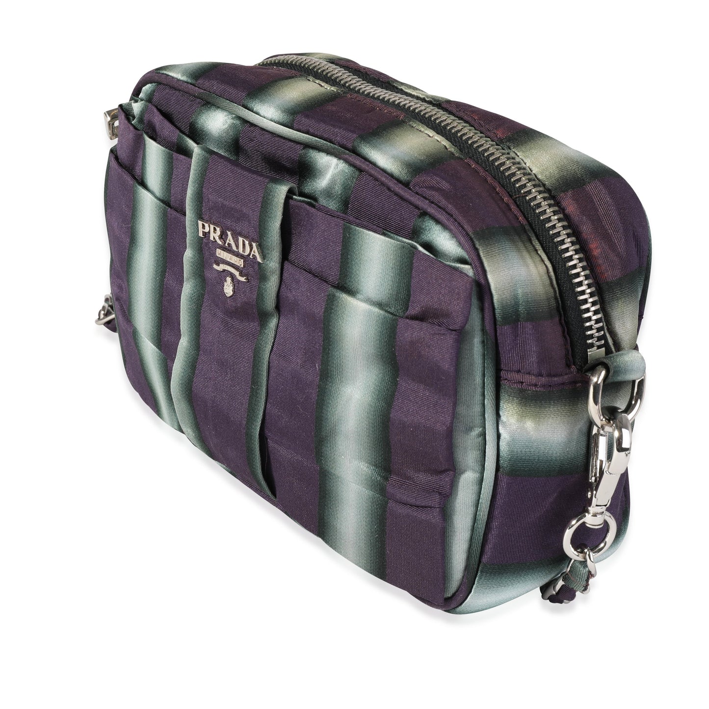 PRADA Purple and Grey Striped Nylon Camera Bag