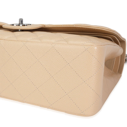 CHANEL Beige Quilted Caviar Jumbo Classic Double Flap Bag