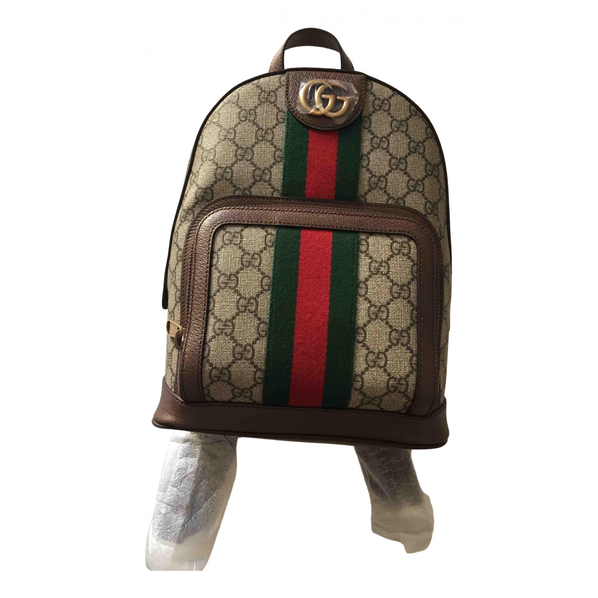 Gucci brown cloth backpacks