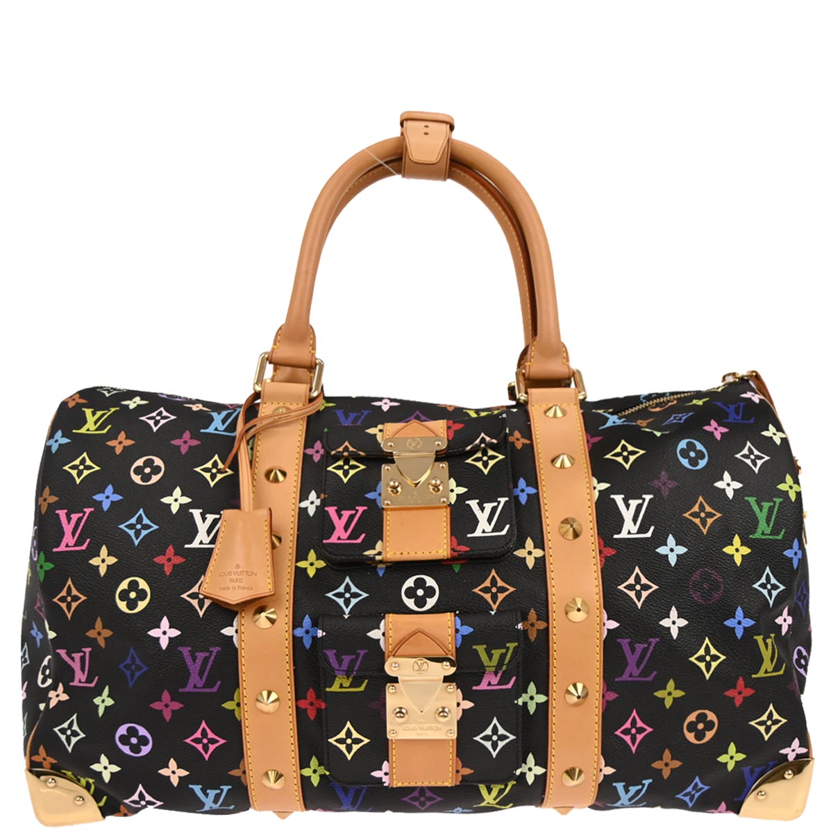 Louis Vuitton 2003 Black Monogram Multicolor Speedy 45 Handbag M92640