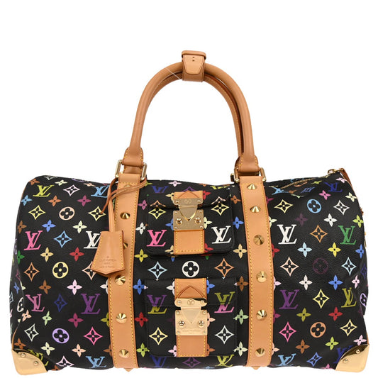 Louis Vuitton 2003 Black Monogram Multicolor Speedy 45 Handbag M92640