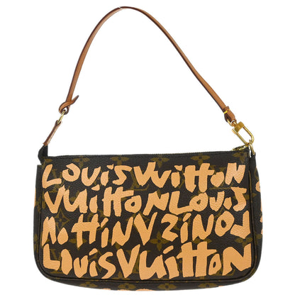 Louis Vuitton 2001 Beige Graffiti Pochette Accessoires Handbag M92193