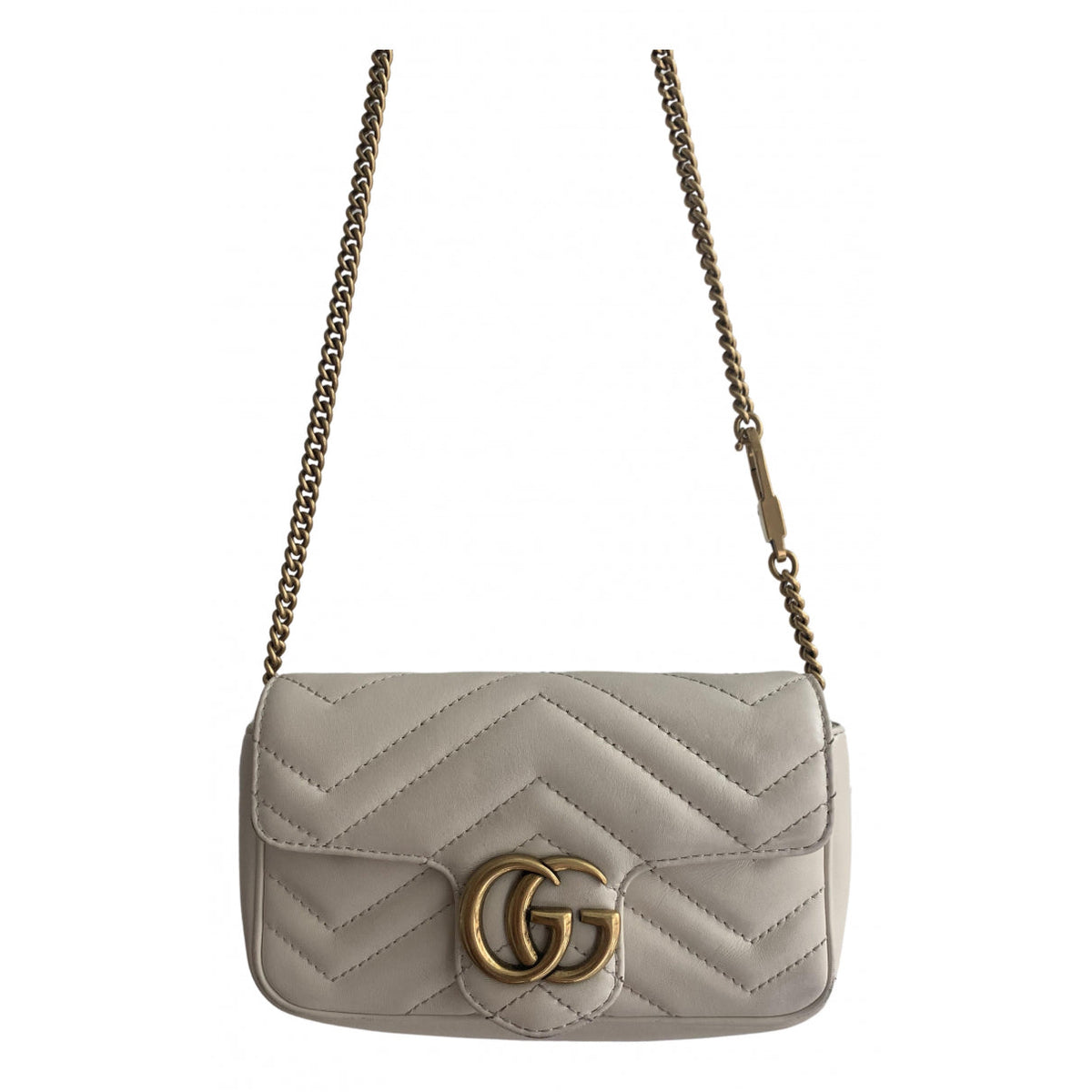 Gucci marmont white leather handbag