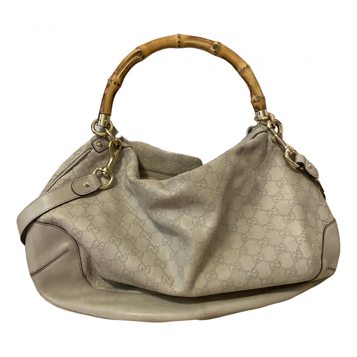 Gucci bamboo green leather handbag