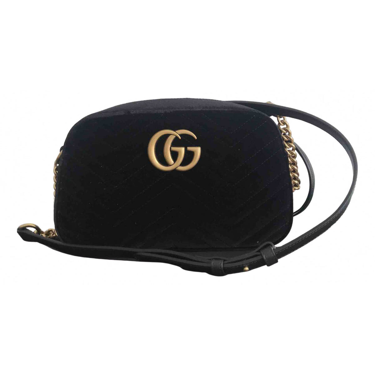 Gucci marmont black velvet handbag