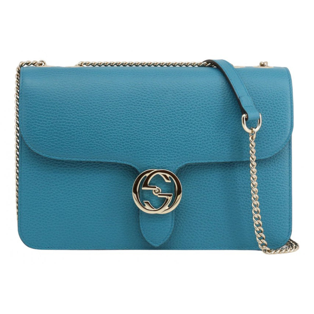 Gucci interlocking blue leather handbag