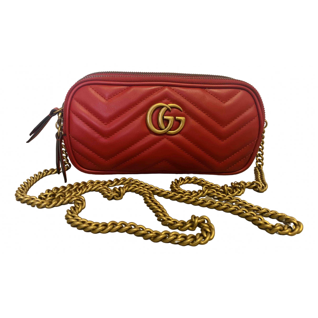 Gucci marmont red leather handbag