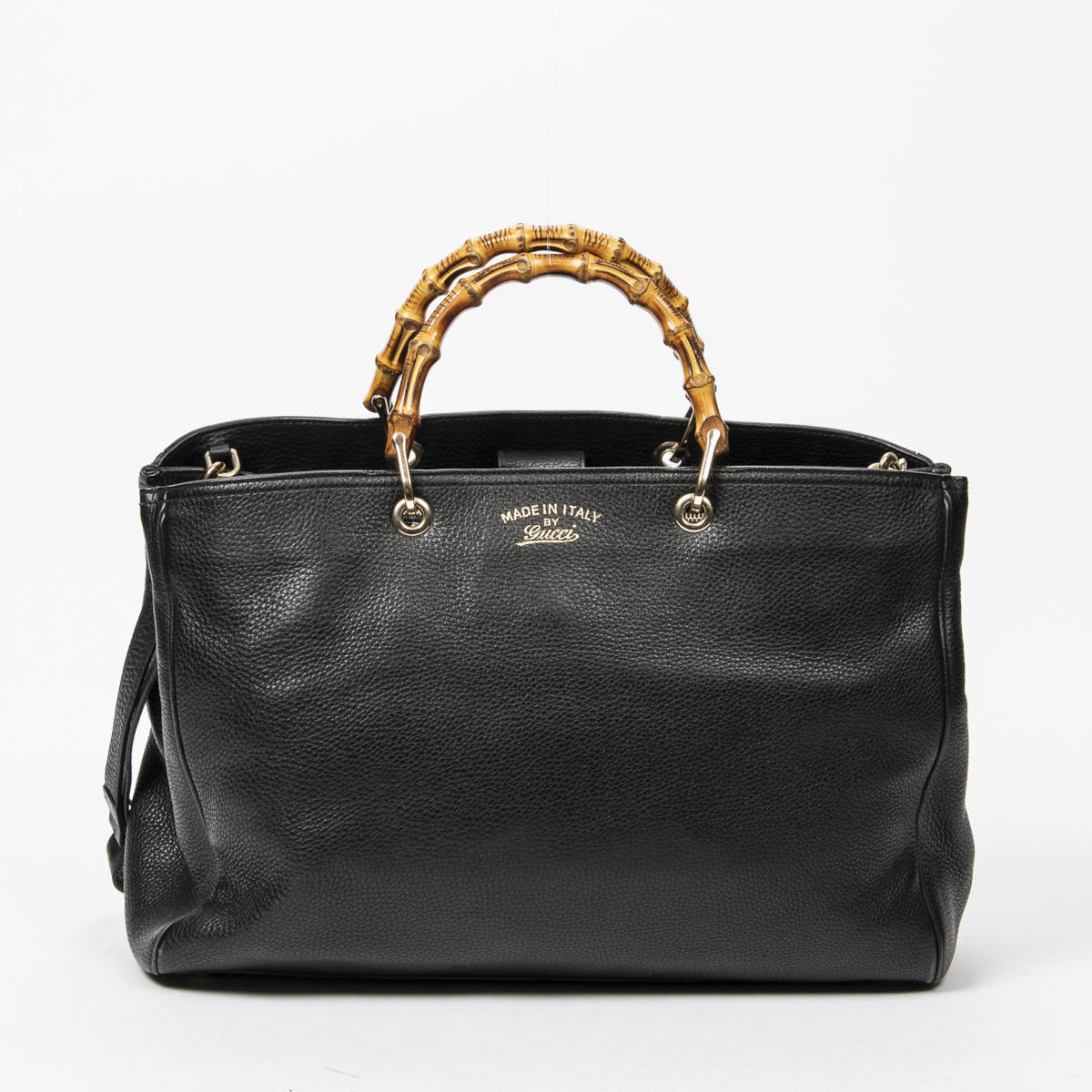 Gucci bamboo black leather handbag