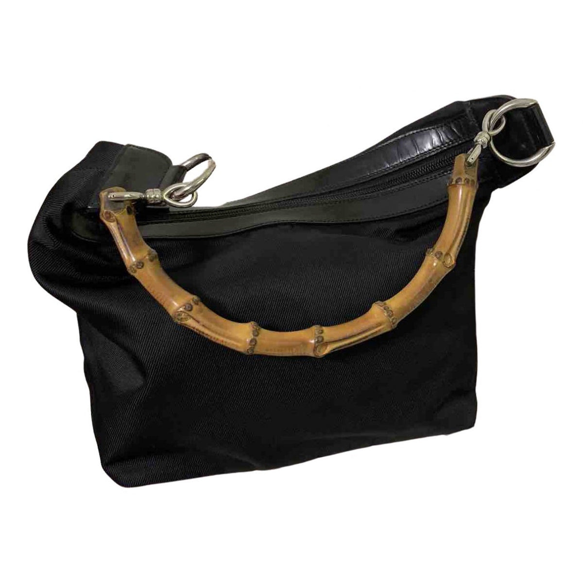 Gucci bamboo black cloth handbag