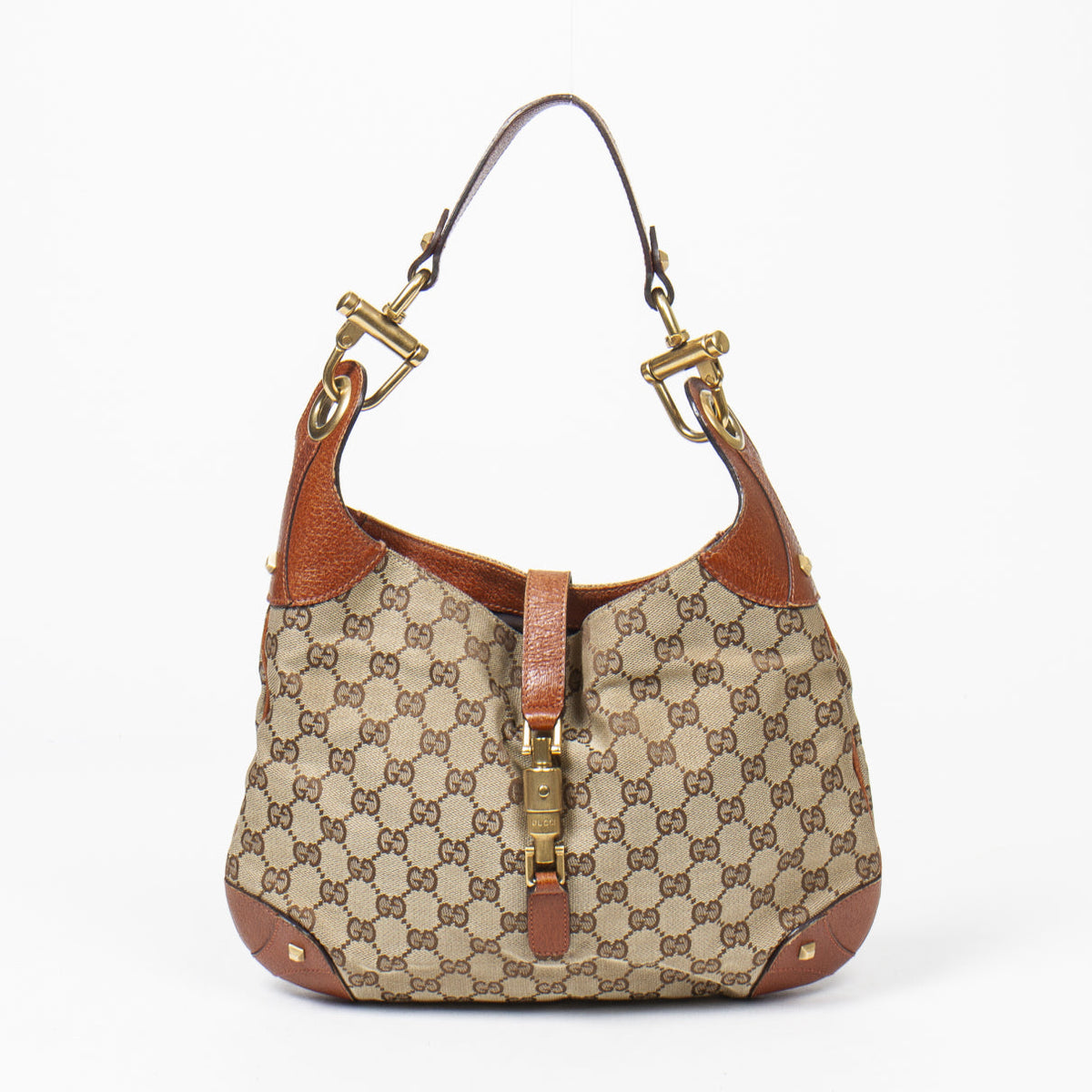 Gucci jackie brown cotton handbag