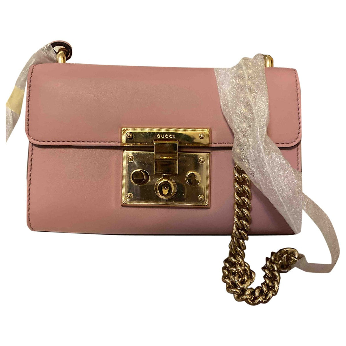 Gucci padlock pink leather handbag