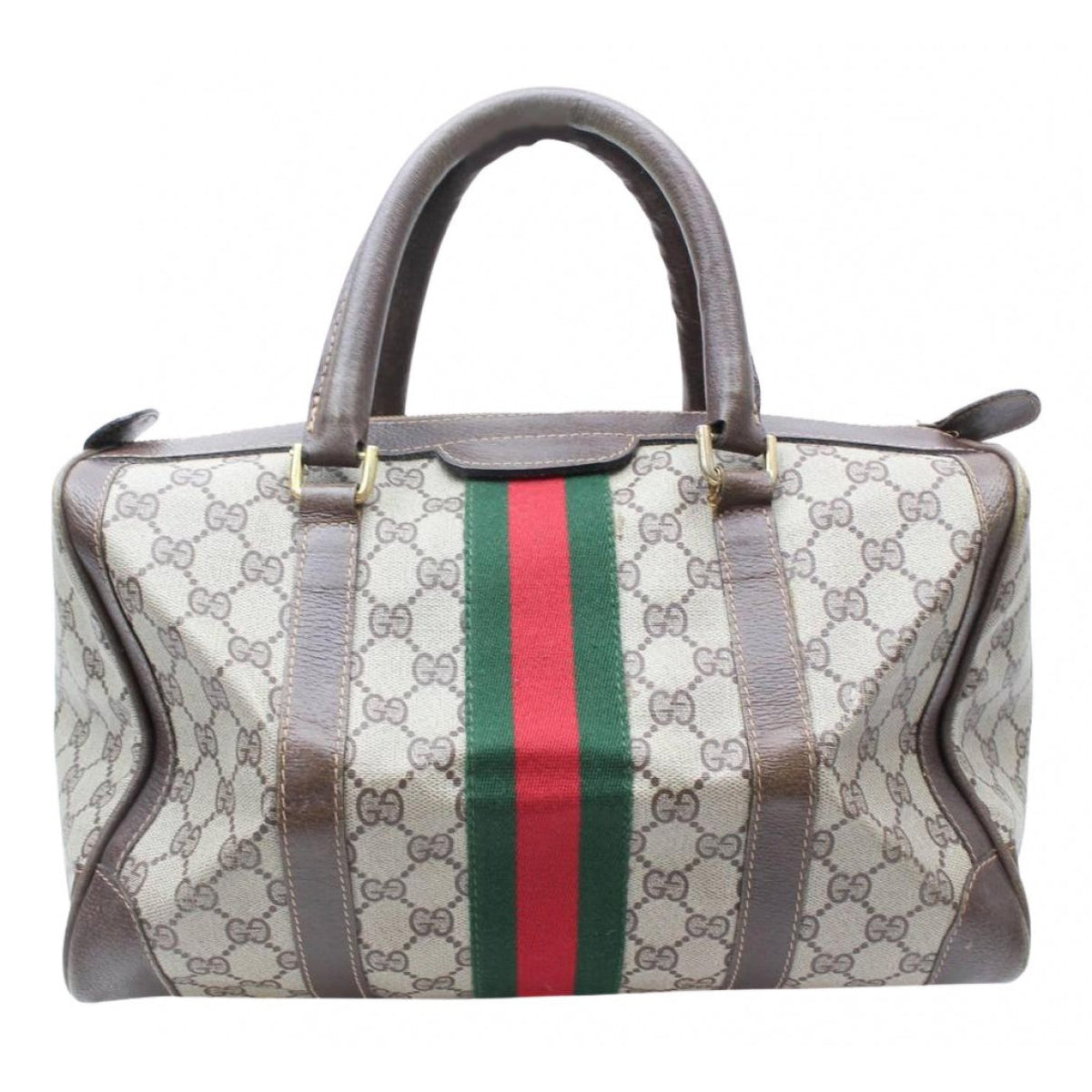 Gucci boston brown cloth handbag