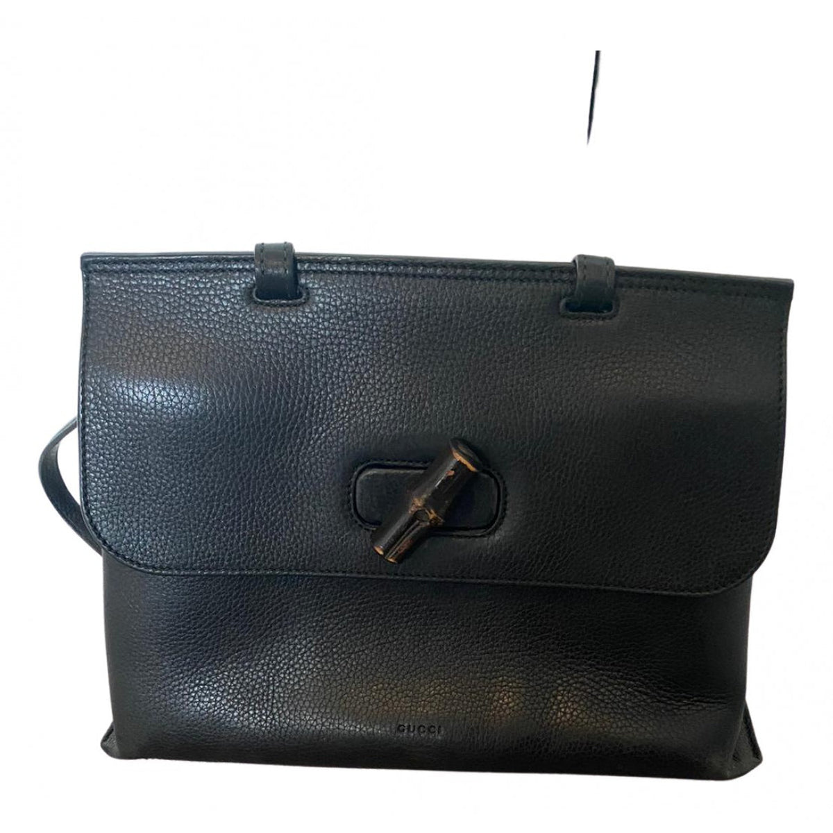 Gucci bamboo black leather handbag