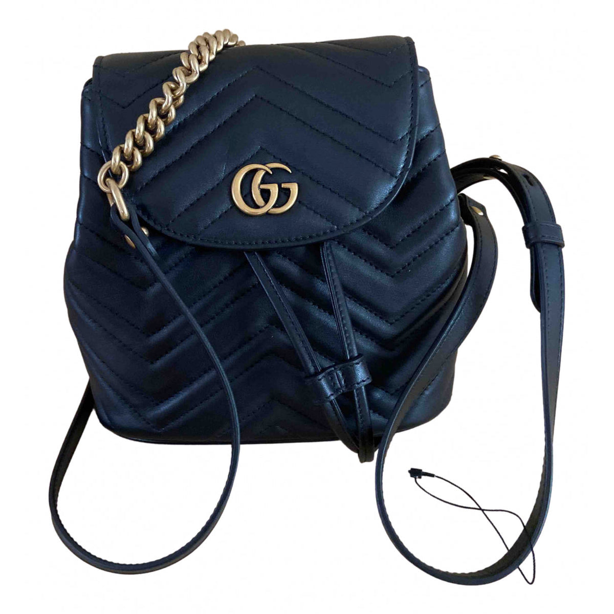 Gucci marmont black leather backpacks