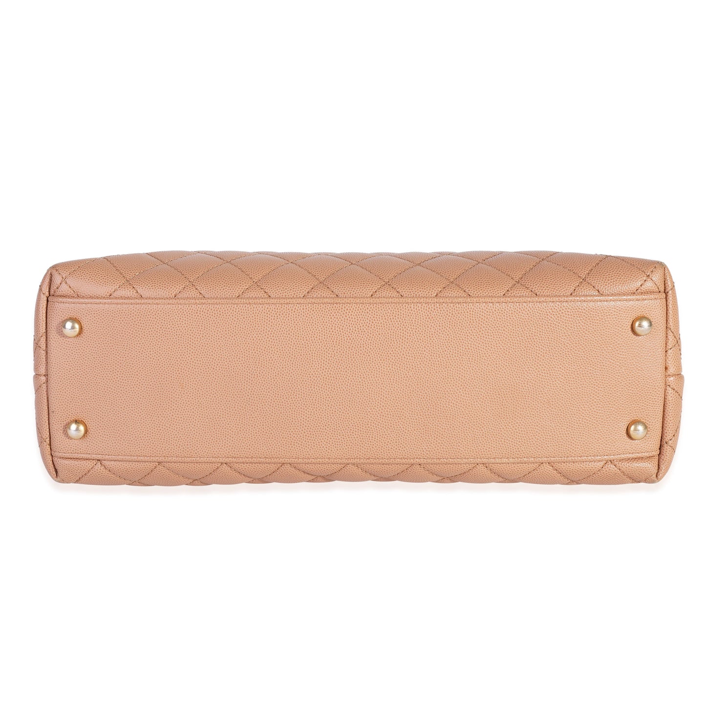 CHANEL Beige Quilted Caviar & Burgundy Lizard Large Coco Handle Flap Bag