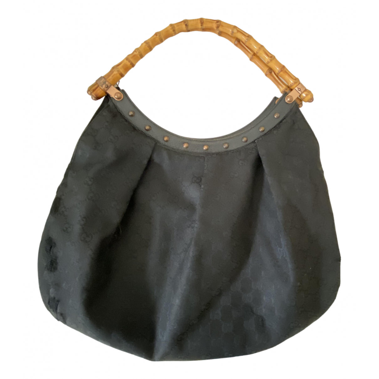 Gucci bamboo black cloth handbag
