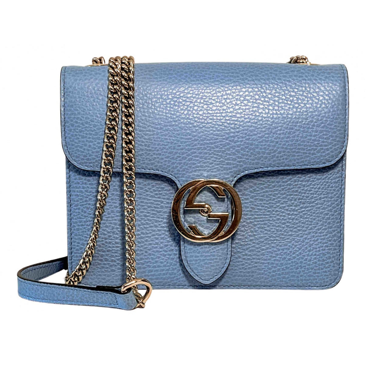 Gucci interlocking blue leather handbag