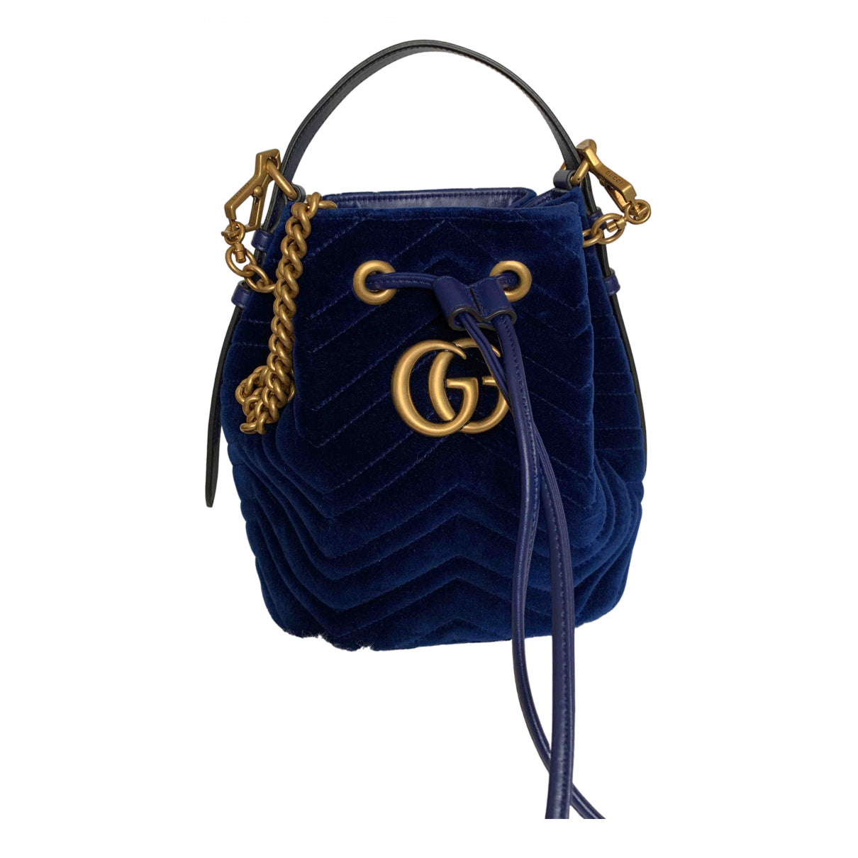 Gucci marmont blue suede handbag