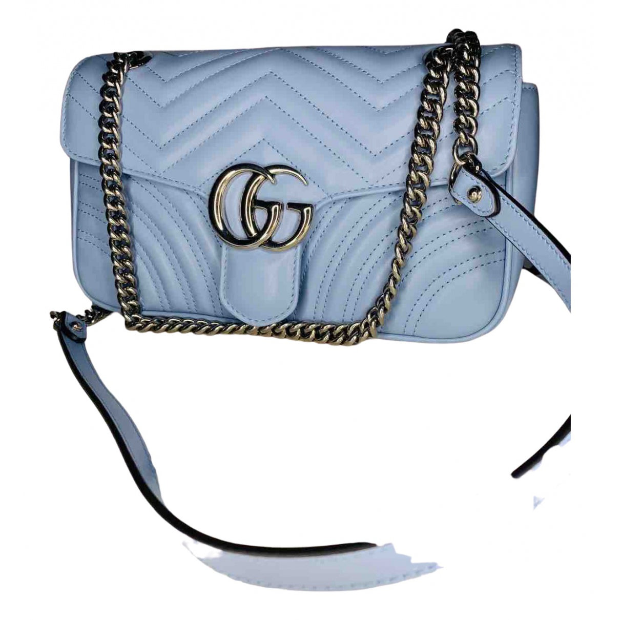 Gucci marmont blue leather handbag