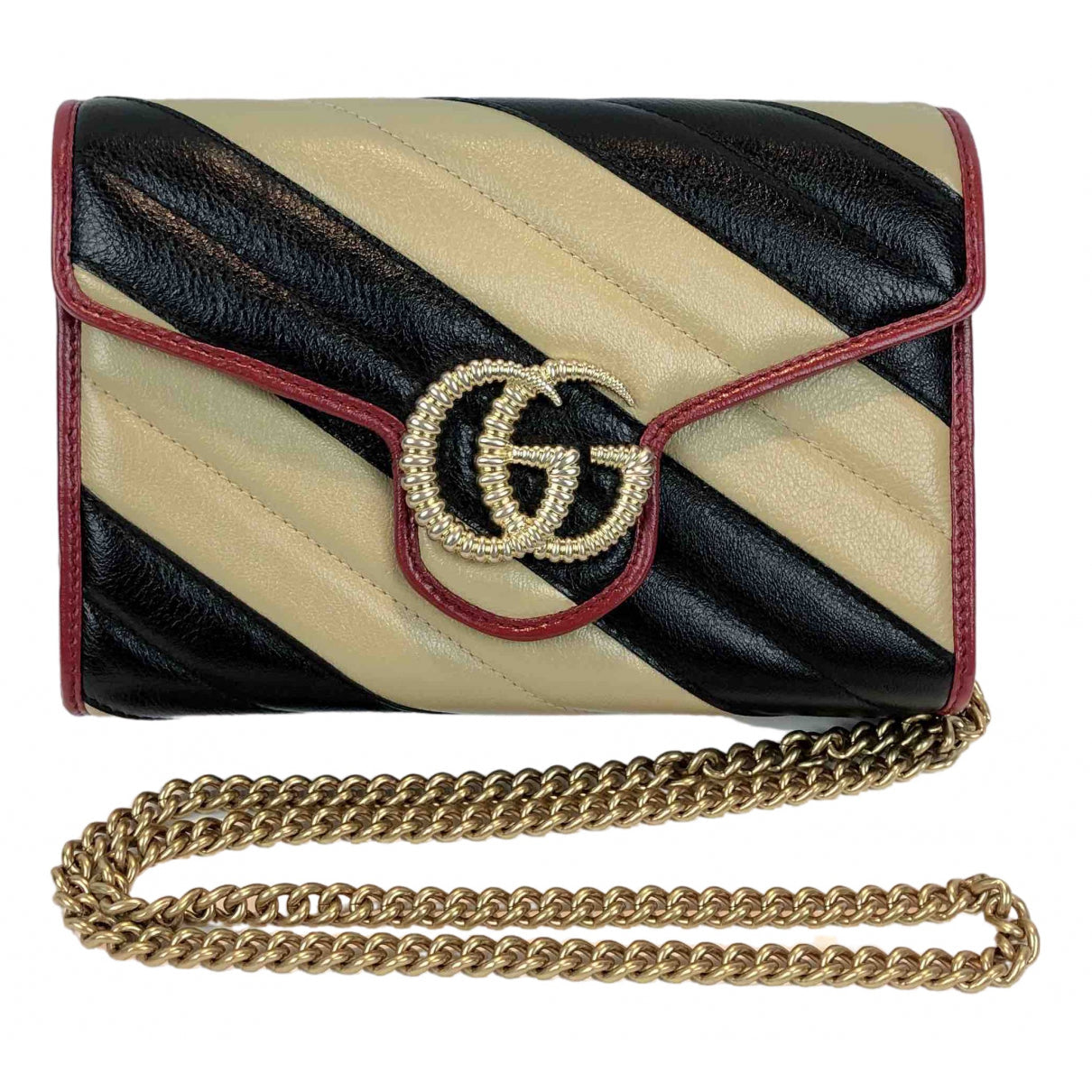 Gucci marmont beige leather clutch bag