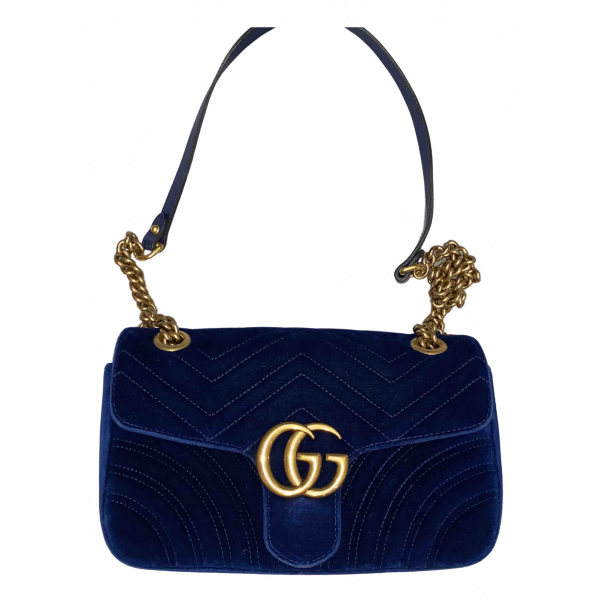 Gucci marmont blue velvet handbag