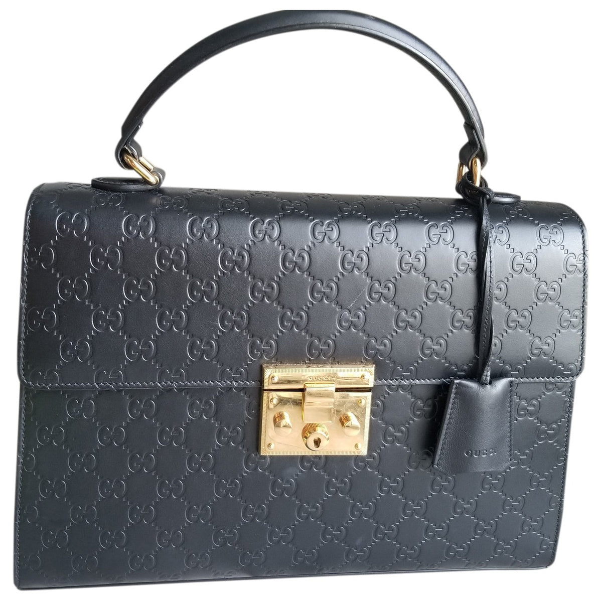Gucci padlock black leather handbag