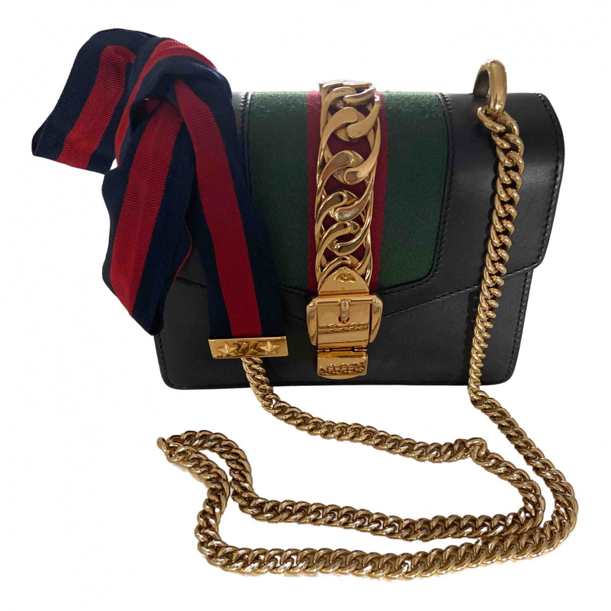 Gucci sylvie black leather handbag