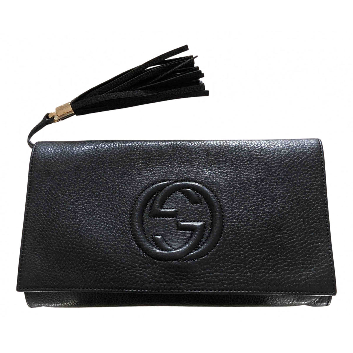 Gucci soho black leather clutch bag