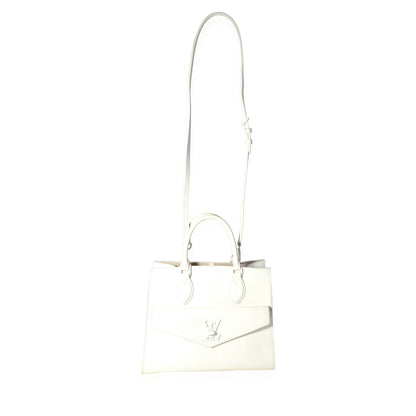 LOUIS VUITTON White Leather Monochrome Lockme Tote PM