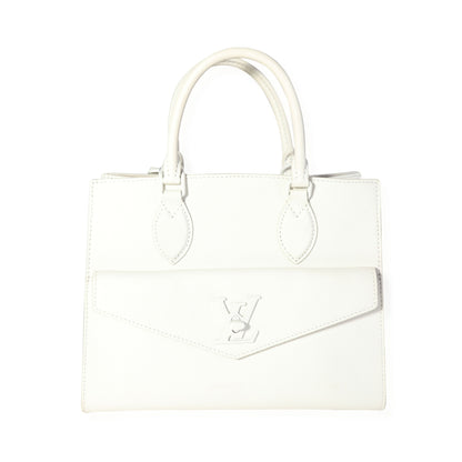 LOUIS VUITTON White Leather Monochrome Lockme Tote PM