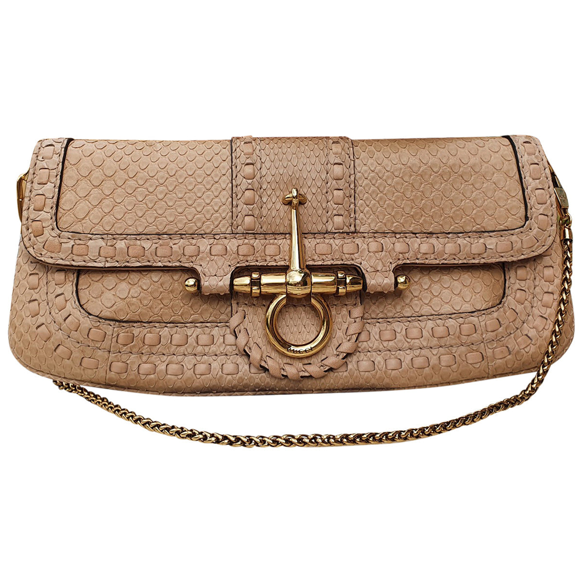 Gucci beige python clutch bag
