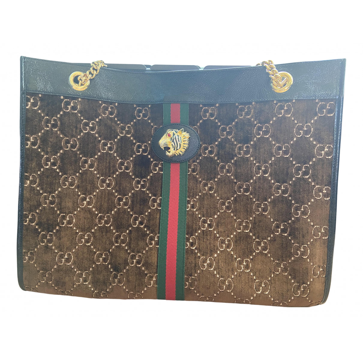 Gucci rajah brown velvet handbag