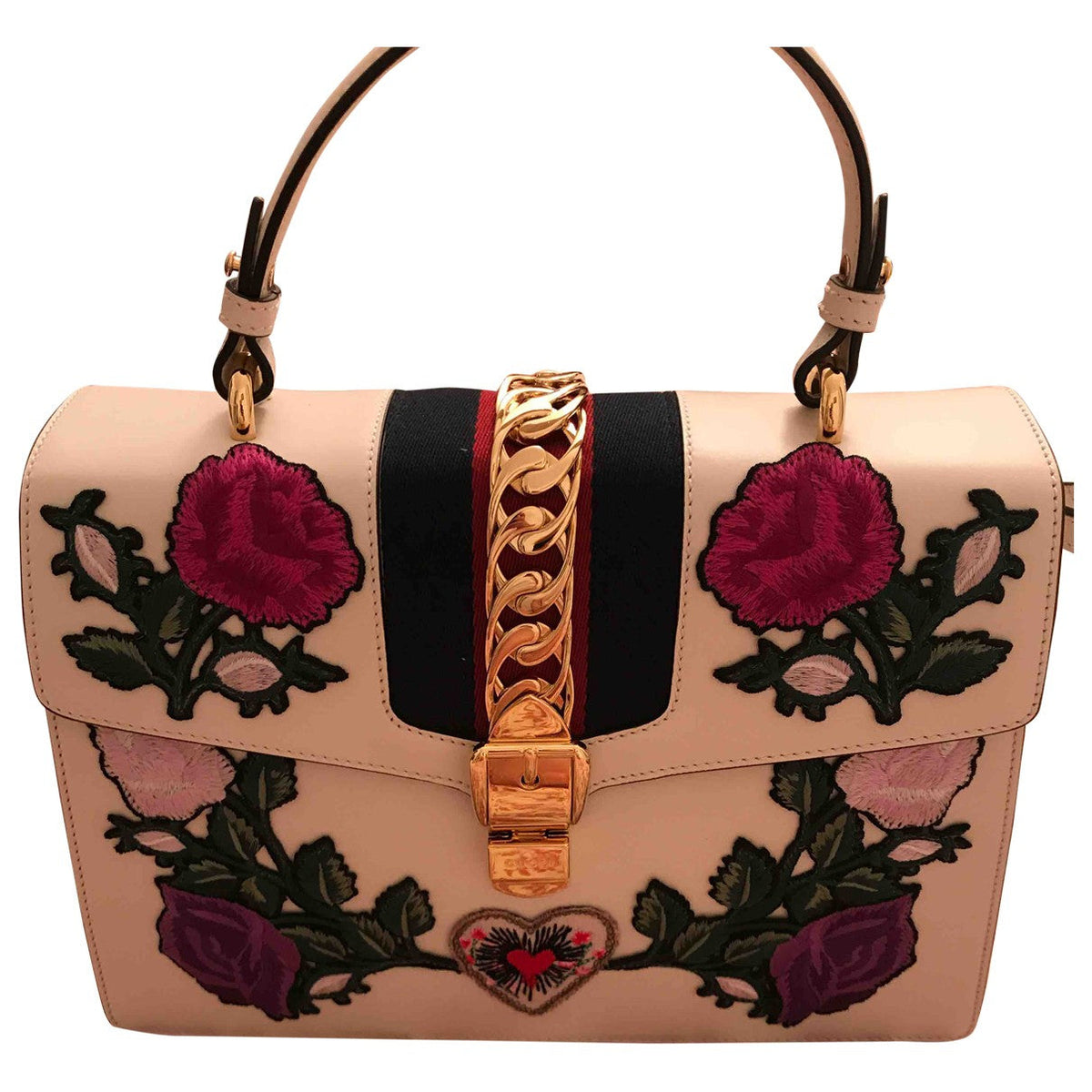 Gucci sylvie white leather handbag