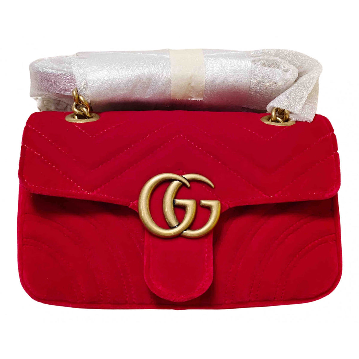 Gucci marmont red velvet handbag