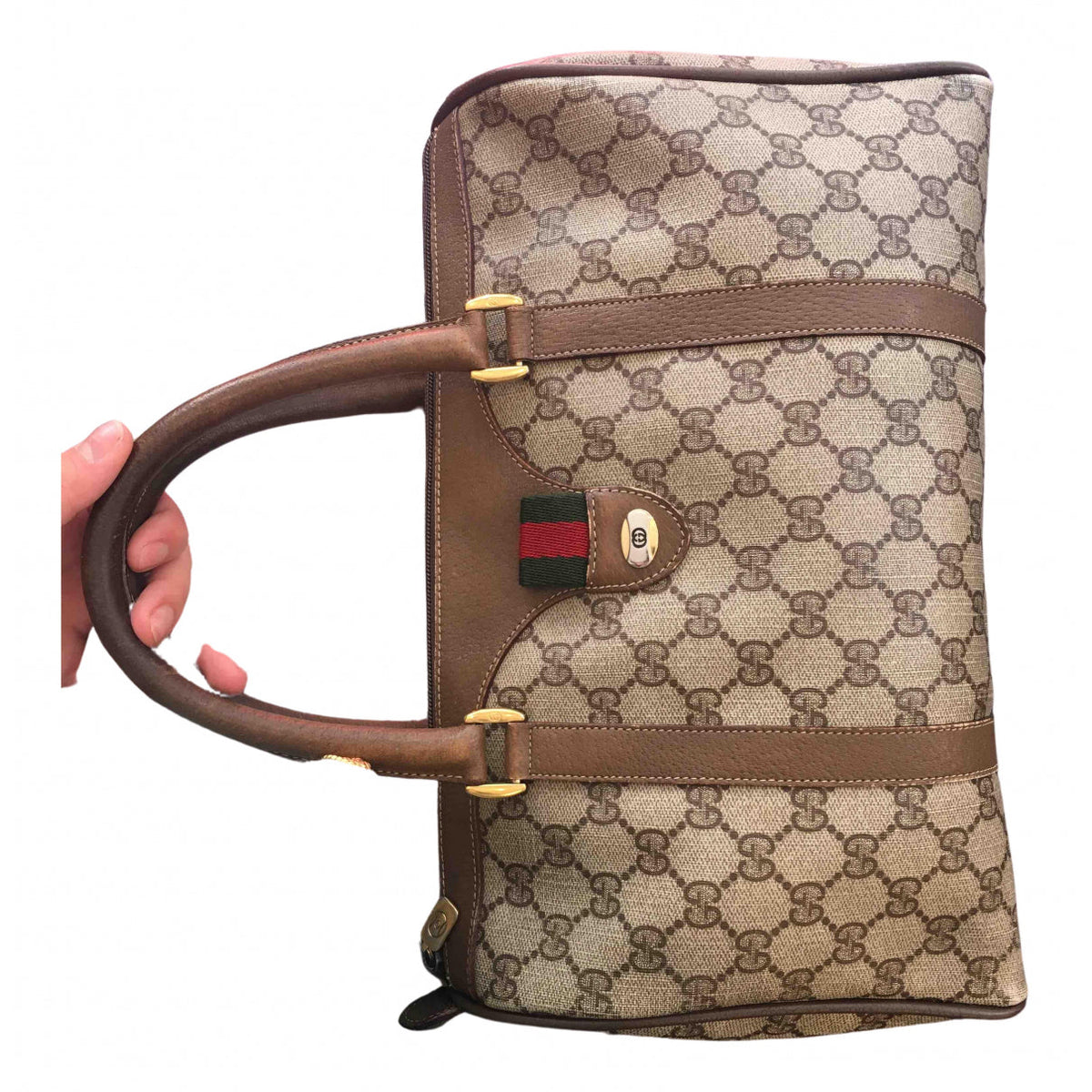 Gucci boston beige cloth handbag