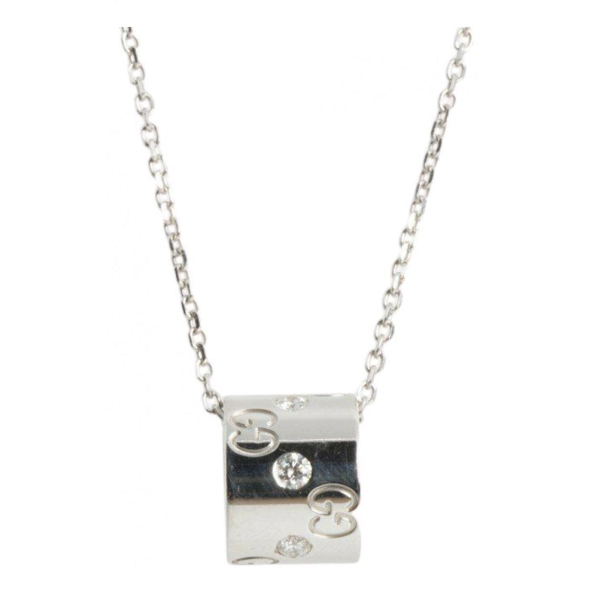 Gucci icon grey white gold necklaces