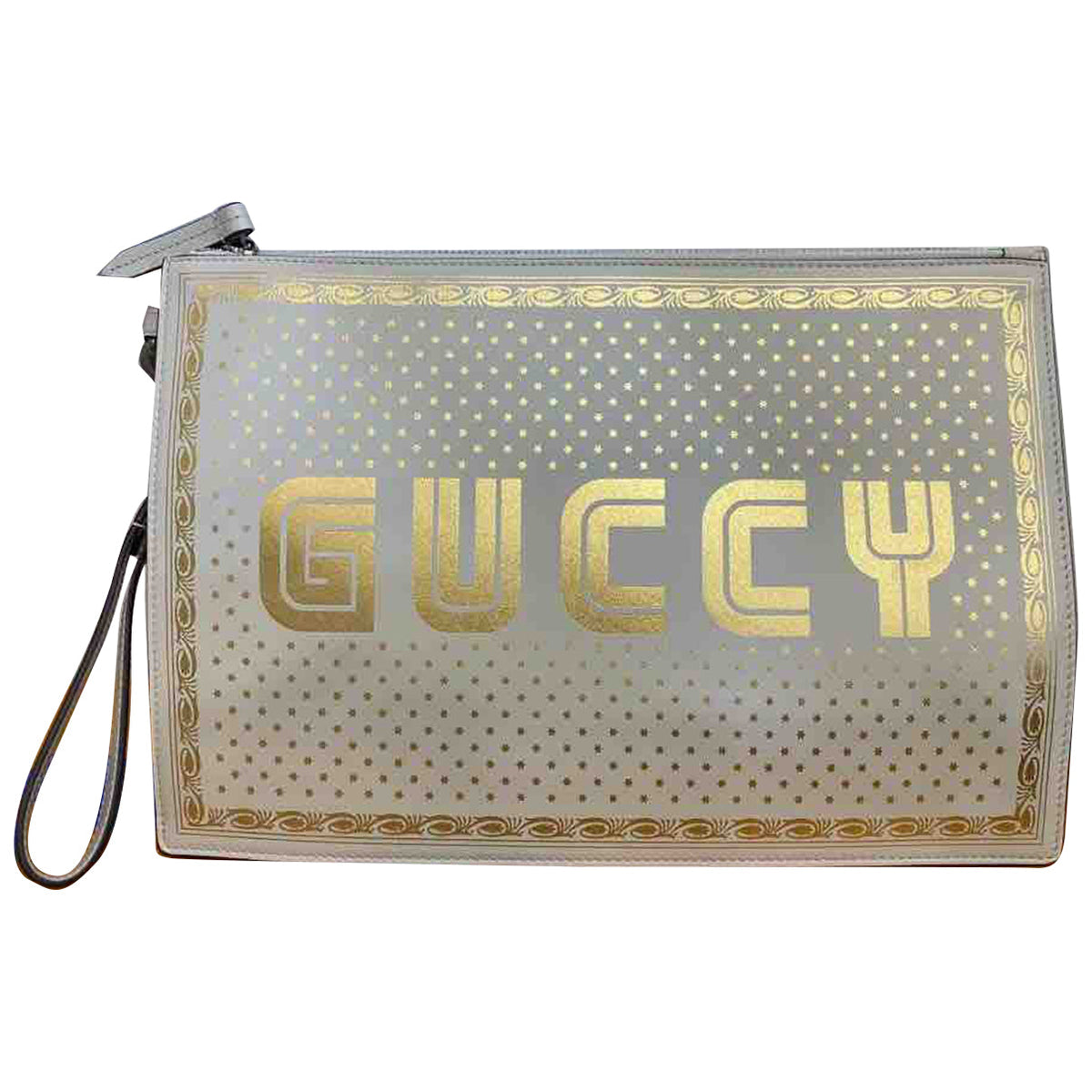 Gucci guccy clutch ecru leather clutch bag