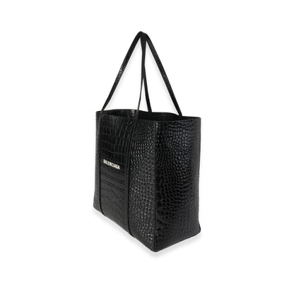 Balenciaga Crocodile-Embossed Leather Small Everyday Tote
