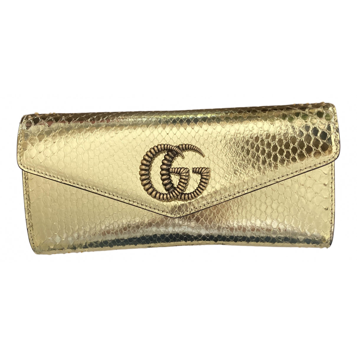 Gucci marmont gold leather clutch bag