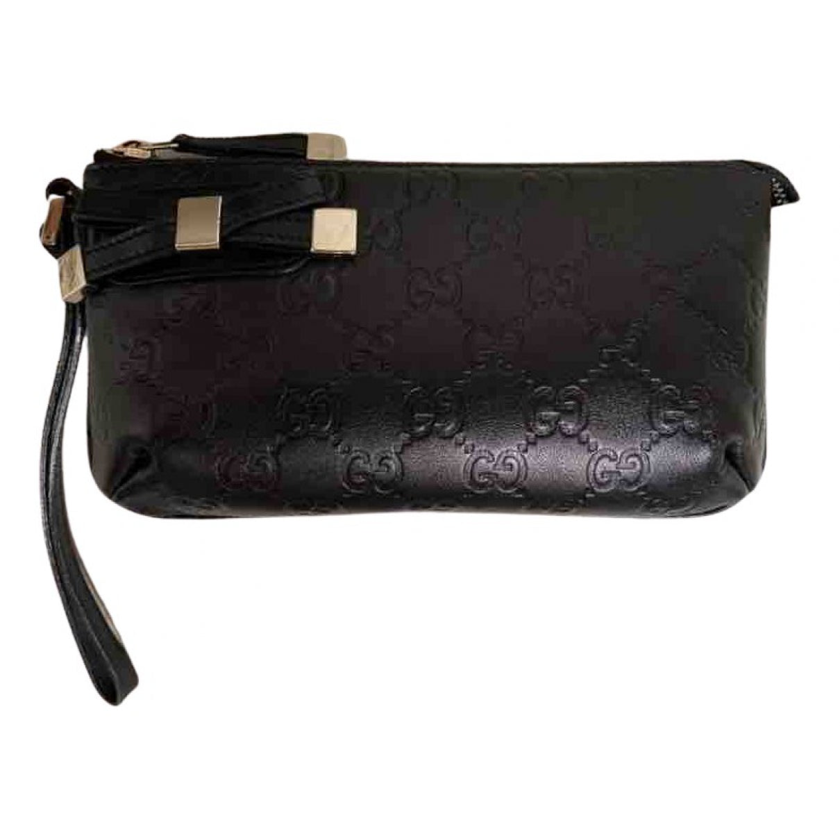 Gucci black leather clutch bag