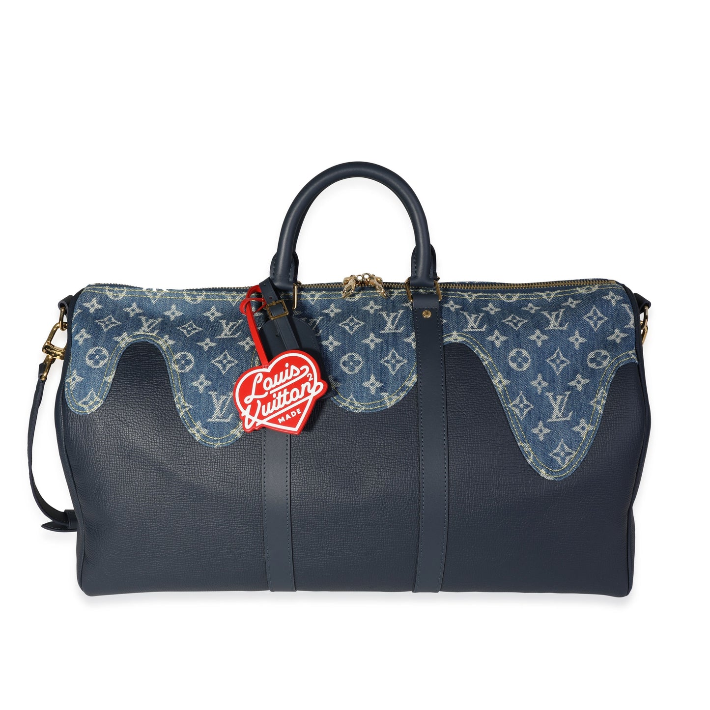 LOUIS VUITTON x NIGO Monogram Denim Drip & Taurillon Keepall Bandouliere 50