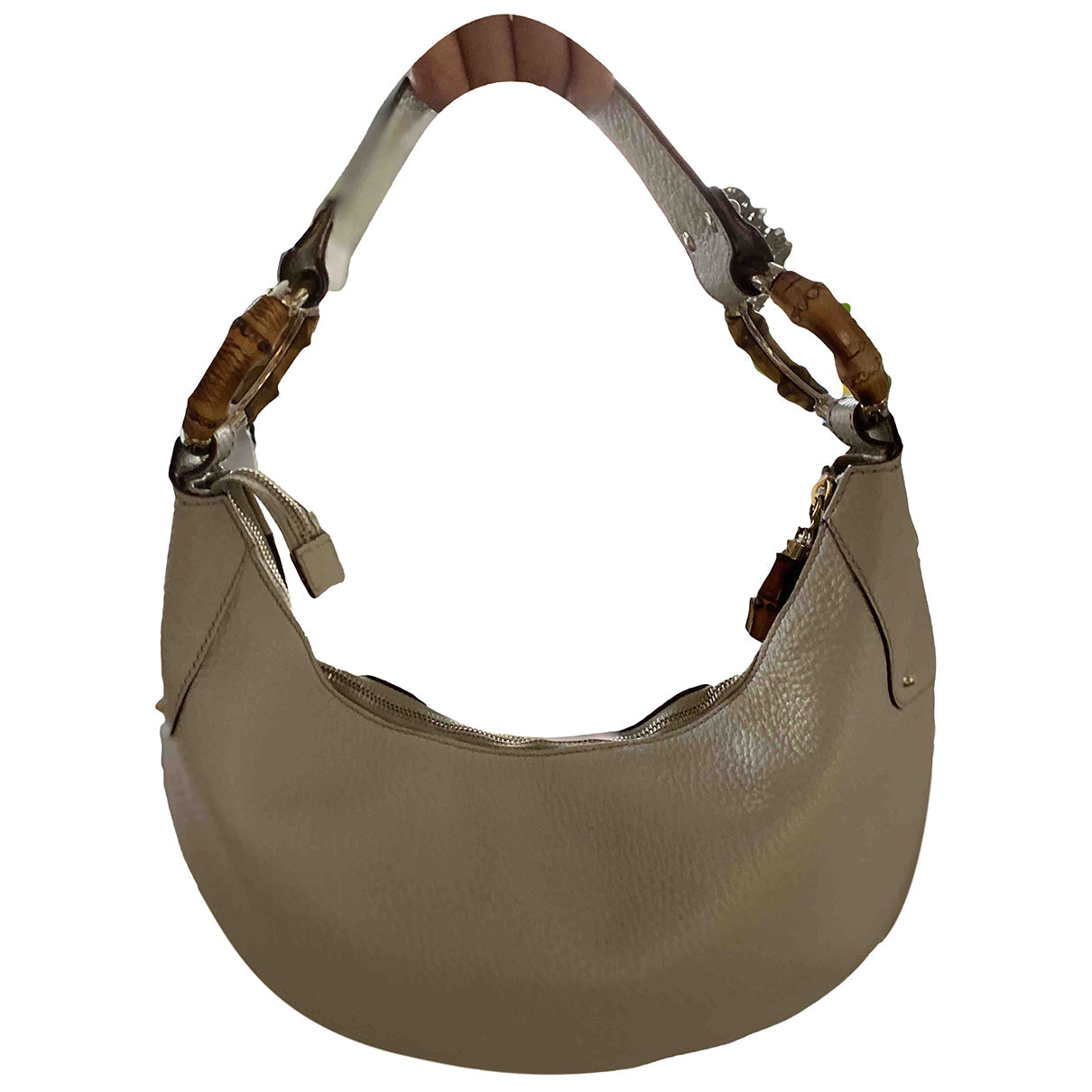 Gucci bamboo beige leather handbag