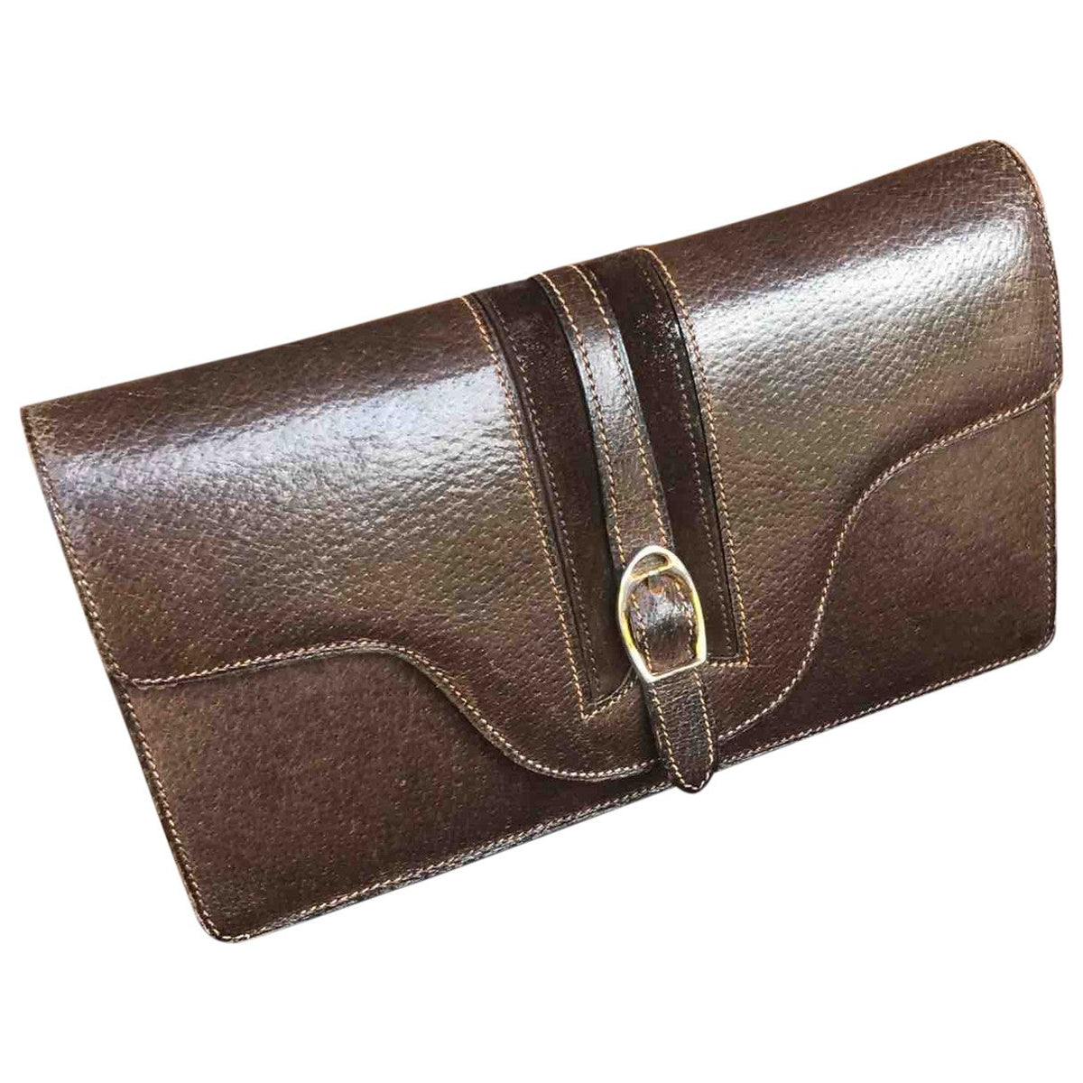 Gucci brown leather clutch bag