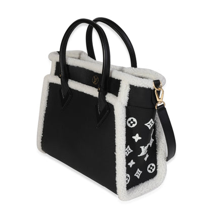 LOUIS VUITTON Black Grained Calfskin & White Shearling Monogram On My Side MM
