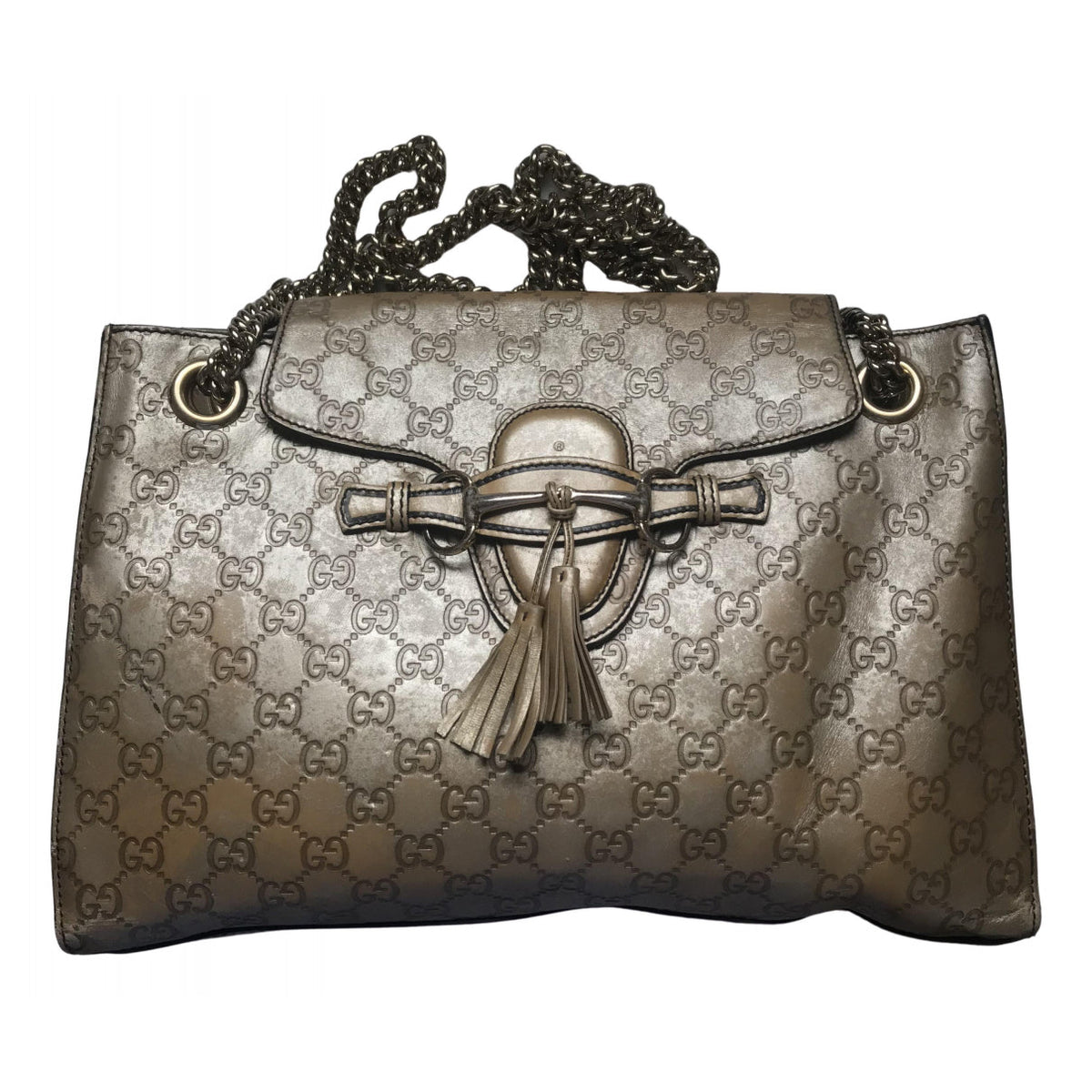 Gucci emily metallic leather handbag