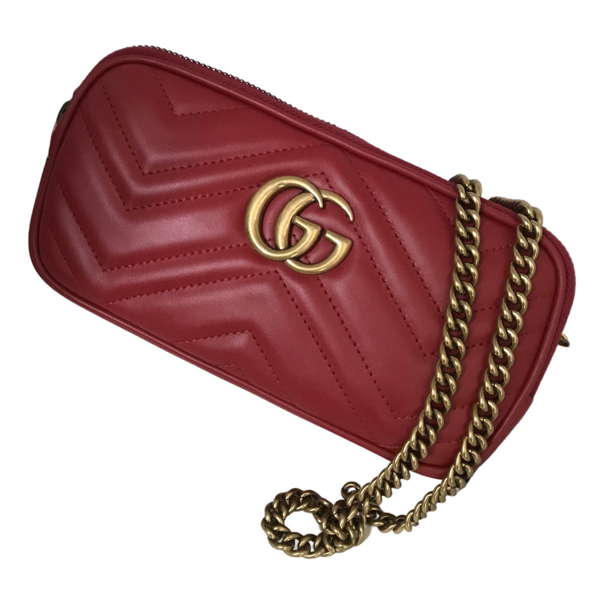 Gucci marmont red leather handbag