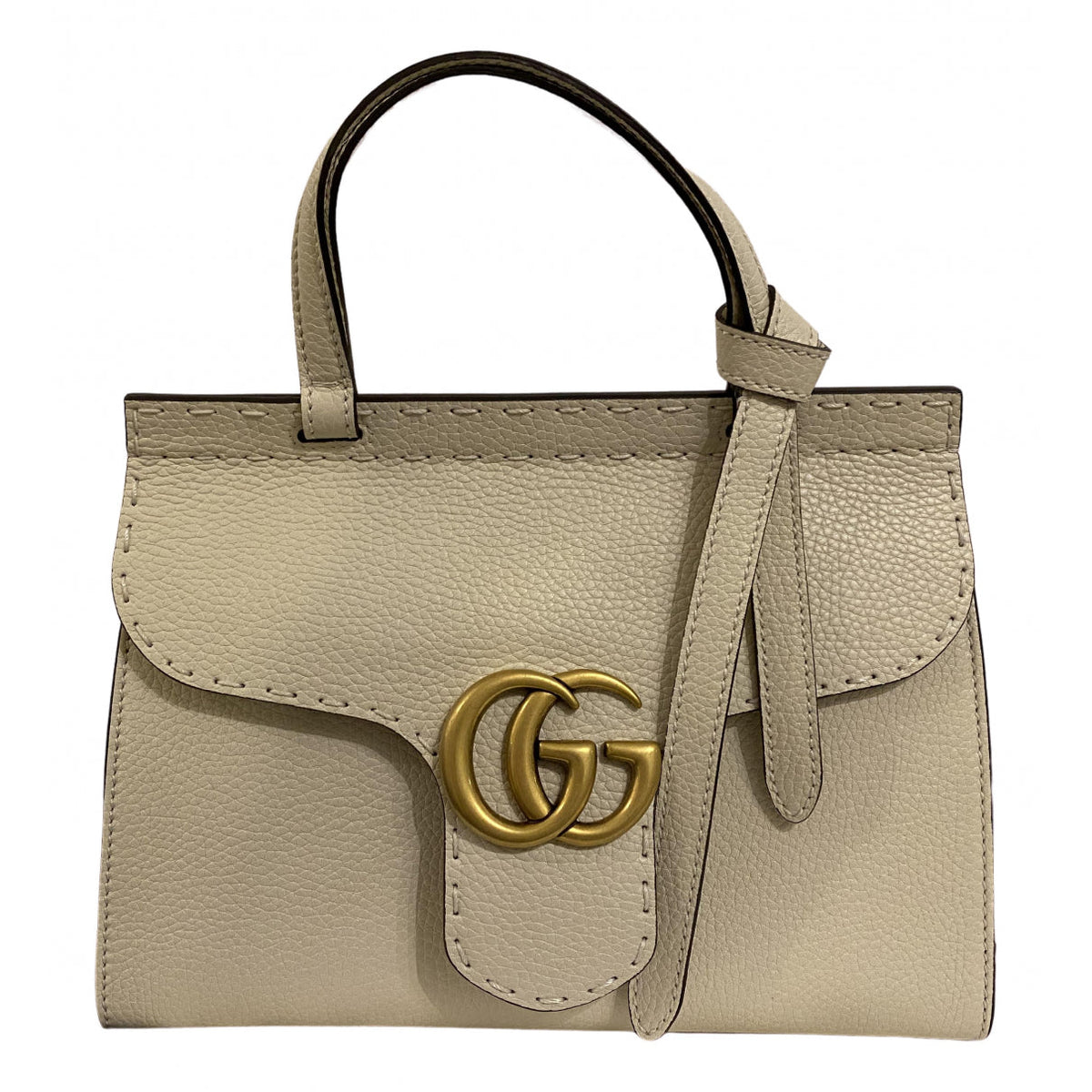 Gucci marmont ecru leather handbag