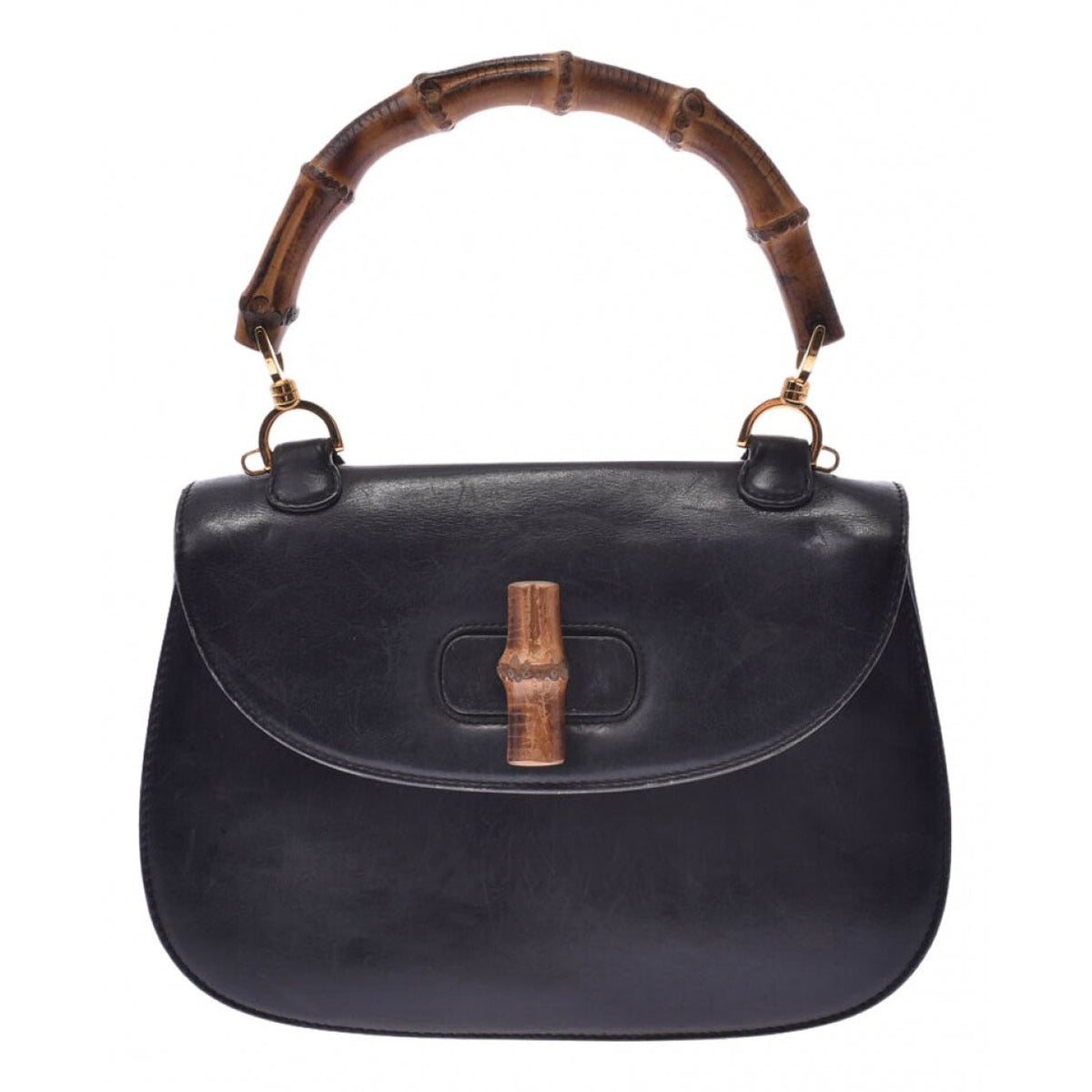 Gucci bamboo black leather handbag