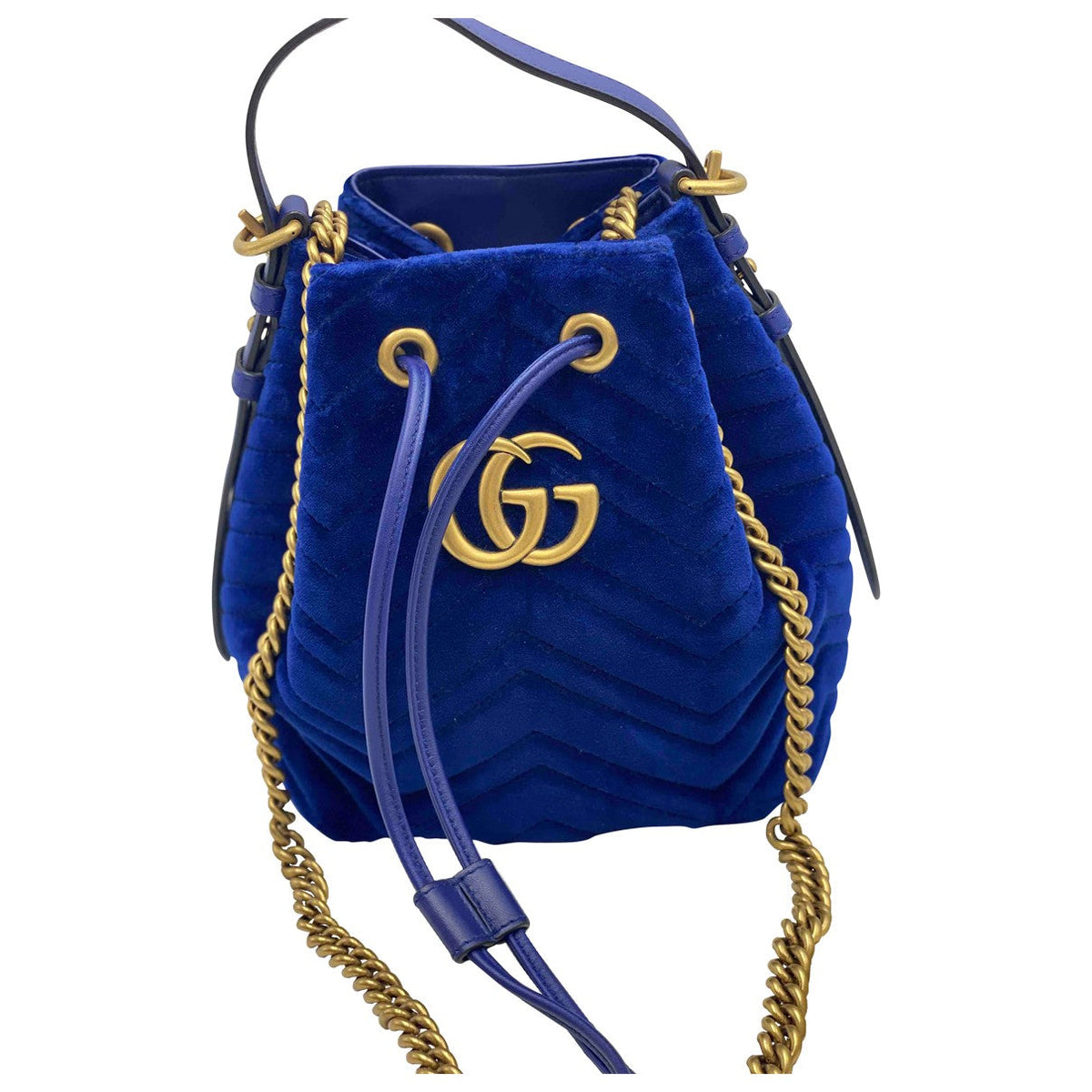 Gucci marmont blue velvet handbag